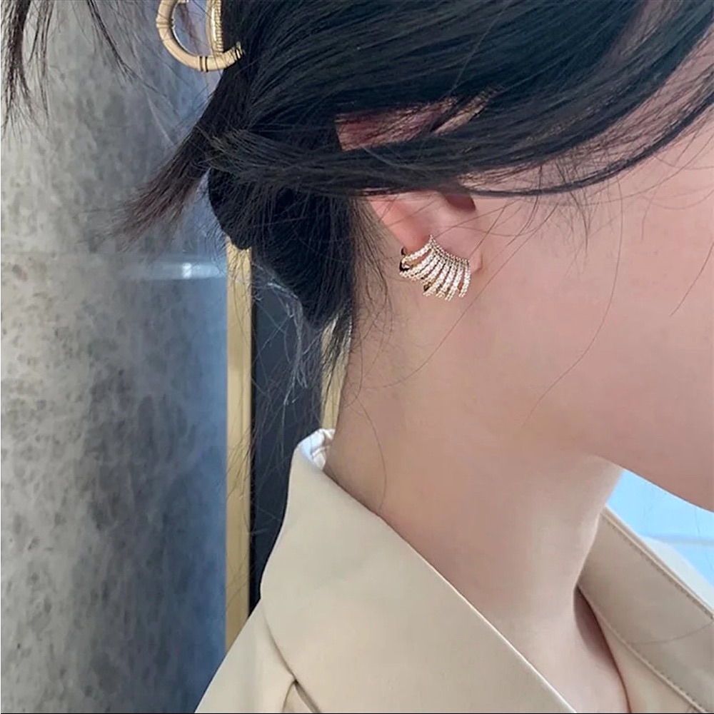 “Golden Hour” Mini Hoop Diamond Sterling Silver Stud Luxury Formal Cute Earrings